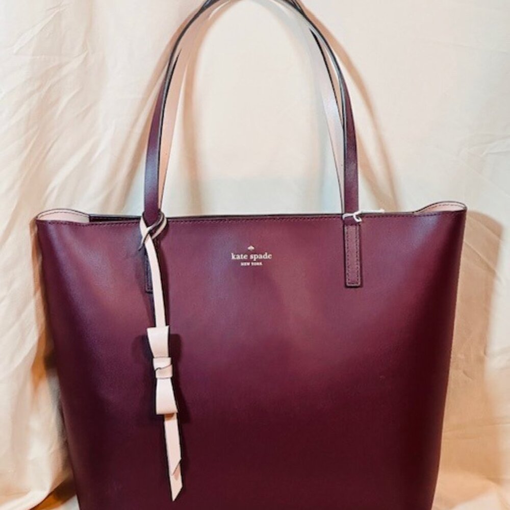 Kate Spade Lawton Way Tote in Maroon & Pink.